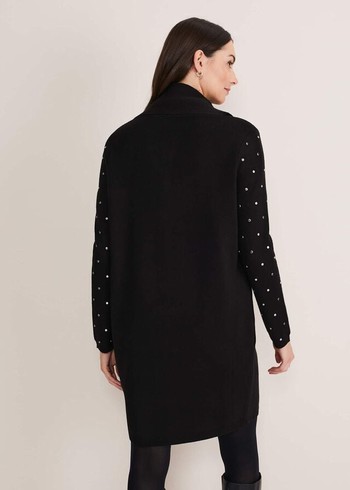 Phase Eight Paloma Stud Sleeve Coats Black Canada | TOCJSE-425